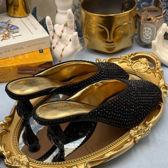🆕 KURT GEIGER LONDON 🧿 NWOB 60mm Black Crystal Eagle Heel Mule, Sz 37 US 7 - Picture 12 of 16
